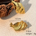 Golden shell-shaped stainless steel earrings with natural seashell texture for women - Gold Conch Style (RS-YS416)