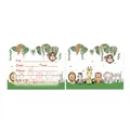 Detailed view of jungle animal party invitation card with giraffe and lion illustrations - Invitation Card