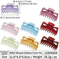Large 11cm glitter resin hair claw clip in assorted colors for high ponytail styling - 11cm 9-Teeth Glitter Mixed Colors