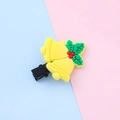 Christmas hair clip featuring yellow soft glue bells with holly leaves and red berries - Bell