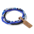Three-piece stretch bracelet set with 4mm blue, black, and white natural agate beads - FK1766-Blue Black White Mixed Gemstone Set
