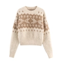 Maglione retrò in maglia jacquard con motivo a fiocchi di neve ed effetto invecchiato - XS