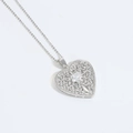 Silver hollow heart necklace with sparkling zircon stone inlay and delicate metal chain - Silver Snowflake Heart
