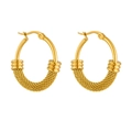 Goldene Edelstahl-Ohrringe im Mesh-Design mit poliertem Finish und Ring-Applikationen - Netzstruktur Creolen (238301) / Gold
