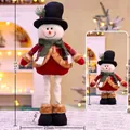 Retractable Christmas snowman doll with red plaid jacket and green scarf, 42-55cm height - Medium Retro 55CM Telescopic Snowman