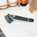 Brosse à vaisselle à long manche vert foncé avec distributeur et poils gris - Brosse à Savon à Long Manche-Poils Vert Foncé