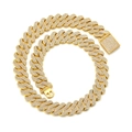 Men's 20mm hip hop cuban link chain in gold finish with iced out geometric rhinestones - 7-inch / 20mm Gold
