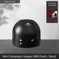 Tapón mini de champán en plástico ABS negro con iconos de bloqueo y ranuras - ABS / Silicona de Grado Alimenticio / Tapón de Champán / Cierre Giratorio / Para Botellas de 17.5-18mm