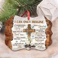 Religious wooden ornament with 'I Can Only Imagine' lyrics, cross and blue butterflies - Hymn-Cross and Butterflies