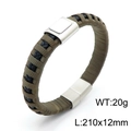 Bracciale da uomo in pelle intrecciata marrone con chiusura magnetica in argento - Color Acciaio