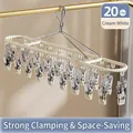 Creamy white drying rack with 20 stainless steel clips and windproof hook for socks - 1 Piece / 20 Clips / Cream