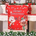 Roter Weihnachts-Stuhlbezug mit Weihnachtsmann- und Rentier-Motiv sowie Merry Christmas - Weihnachtsmann und Rentier Stil (H-YT86)