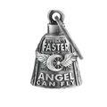 Retro Guardian Bell keychain for motorcycles with angel wing engraving in silver finish - Steel Color with Key Ring