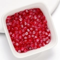Rote Weihnachtsserie runde Perlen für DIY handgemachten Schmuck und Handykette - 50Stk (4mm/1mm Loch) / Glasur Eiskristallperle - Rot Weiß