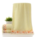 Absorbent light yellow cotton towel set featuring a cute woven fish pattern texture - Cotton Fish Yellow (Towel)