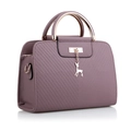 Chic mauve crossbody bag with rose gold ring handle and metal deer charm detail - Grey Purple