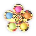 Fidget pop spinner with tiger pattern frame and five colorful push bubbles on white background - Print 10