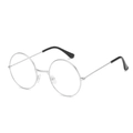 Lunettes de soleil rondes vintage en métal argenté avec verres clairs et embouts noirs - Monture Argent (Sans Verre)