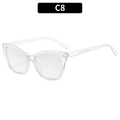 Fashionable cat eye sunglasses in transparent frame finish and clear resin temples - White Transparent Gradient Silver
