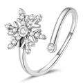 Elegant 925 sterling silver snowflake open ring featuring sparkling cubic zirconia stones - 925 Silver / Snowflake Open Ring (BSR214)
