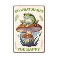 Vintage metal garden sign featuring a frog on a mushroom with 'Do What Makes You Happy' text - 11740(11)