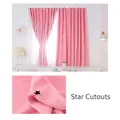 Pink blackout curtain with hollow star cutouts and white tulle overlay including velcro - W0.7m*H1.0m / Pink