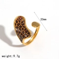 Detail of 18K gold stainless steel leopard ring showing 20mm size and 9.7g weight - Wide Surface Open Leopard Style (TR4536)