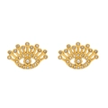 Detail of 18K gold-plated C-shaped earrings featuring micro-pave evil eye sun pattern - Rhinestone Eyelashes Eye Stud Earrings