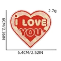 Detailed view of red heart embroidery patch with I LOVE YOU text and dimensions - Heart 1# (I LOVE YOU)