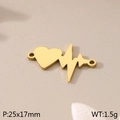 Connecteur pendentif battement de coeur doré en acier inoxydable pour bijoux DIY 25x17mm - Connecteur ECG Coeur(KLJ7992-Z)