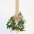 Eucalyptus wreath with white berries and burlap bow for French rustic wall decoration - White Berry Eucalyptus Willow Burlap Bow Wreath