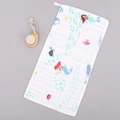 Soft cotton baby gauze towel with sea mermaid print and wooden soft hair brush set - Mermaid