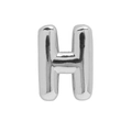 Polished silver 3D bubble letter H charm with a smooth mirror finish for bracelets - Silver Letter-H