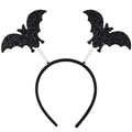 Halloween headband with black glitter bats on metal springs for spooky party decoration - 3# Bat