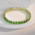 Elegante 18K vergulde tennisarmband met ronde groene zirkonia-stenen in smaragd - 17.3cm / Smaragdgroen Verguld