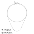 Double-layered silver snake bone chain necklace in stainless steel with lobster clasp - Silver Double Layer Snake Bone Chain (KN232350-Z)