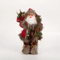 Stehende Weihnachtsmann Puppe in roter Robe mit Goldlaterne und Beerensack Deko - Rote Figur Mit Stöcken / 30cm