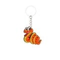 Portachiavi a forma di serpente arancione e giallo con anello e catena in metallo argento - Anello di ferro Stile 5 (Serpente a strisce arancioni)