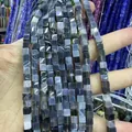 Perles carrées en pierre naturelle texture marbrée grise et blanche pour bijoux DIY - 4x4mm (Environ 38cm Fil) / Agate Grise