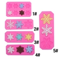 Rosa Silikon-Schneeflockenformen für Weihnachts-Fondant-Kuchen und DIY-Schokoladen-Backen - Komplettes 5er-Set / Rosa