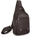 Wasserdichte braune Oxford-Brusttasche für Herren mit Reißverschlüssen und Kopfhörerloch - Doppelschicht / Braun