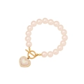 Elegante parelarmband met gouden knevelsluiting en sprankelende hartvormige hanger - Witte Parel Hart Hanger Armband (2#手链)