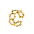 Franse vintage stijl 18K vergulde open ring met een unieke honingraatstructuur - Honingraat Geometrisch (RG-06-1)