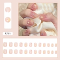 Unghie finte rosa trasparente con stelle gialle e pois colorati, set da 24 pezzi - R711 Stelle Carine