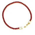 Classic gold-plated tennis bracelet featuring round-cut deep red cubic zirconia stones - Red