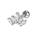 Orecchino a ventaglio in argento con zirconi marquise e chiusura a vite a sfera sicura - 7# Corona Marquise / Color Acciaio