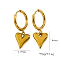 Pendientes de aro con corazón de acero inoxidable chapado en oro de 14K con dimensiones - Corazón de Flujo Irregular / Dorado