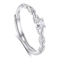 S925 sterling silver chain link open ring featuring an oval clear cubic zirconia - FDJZ-315-Women's