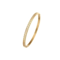 Slim gold stainless steel bangle featuring diamond-set rhombus pattern and a secure clasp - B091 Gold