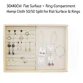 Wooden jewelry tray 30x40cm with linen lining for rings and earrings display - 30x40CM Flat + Ring Linen